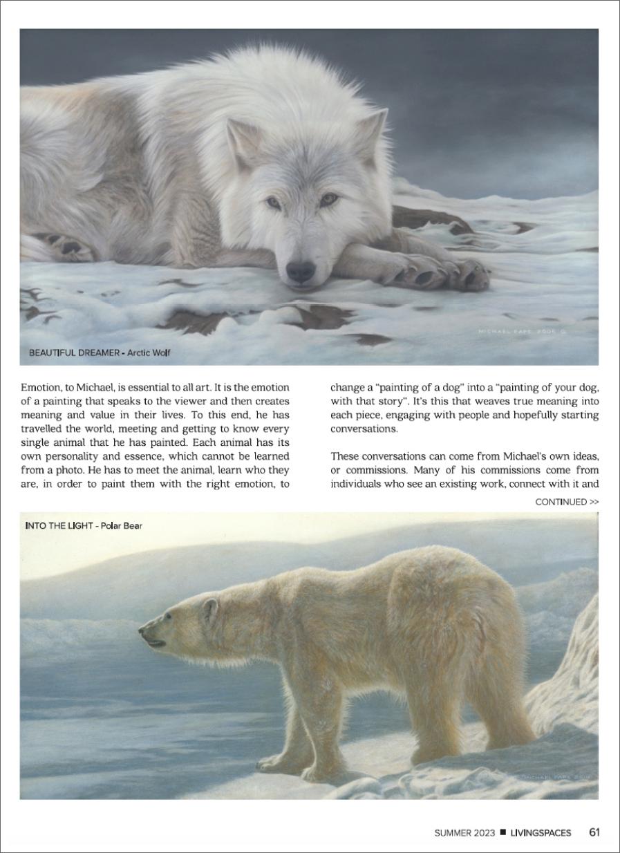 LIVINGSPACES MAGAZINE Feature Canadian Wildlife Artist Michael Pape