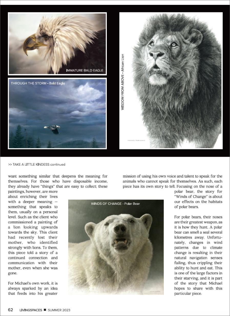 LIVINGSPACES MAGAZINE Feature Canadian Wildlife Artist Michael Pape