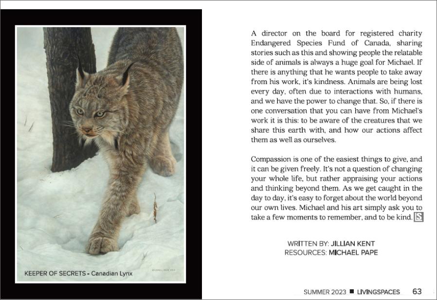 LIVINGSPACES MAGAZINE Feature Canadian Wildlife Artist Michael Pape