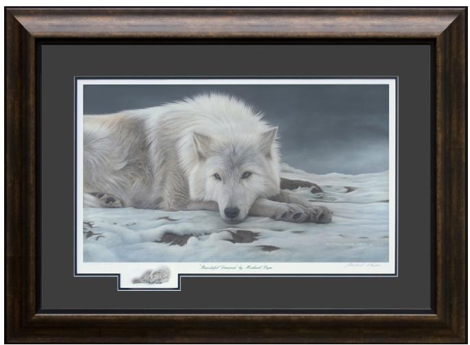 Beautiful Dreamer - Arctic Wolf, limited edition giclée wildlife prints on water colour paper are available by Canadian wildlife artist Michael Pape.