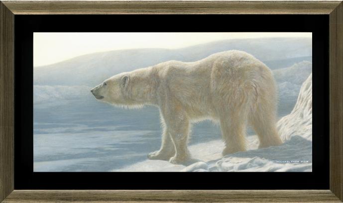 Buy this original Polar Bear Painting and or limited edition prints or giclée limited edition print of the Polar Bear titled Into The Light by Canadian Wildlife Artist Michael Pape.